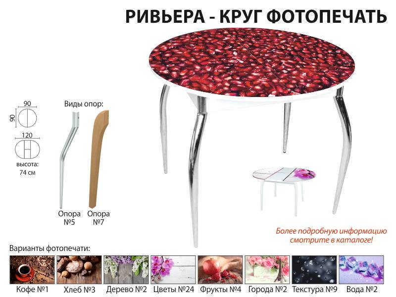 стол обеденный ривьера круг фотопечать в Туле