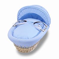 колыбель-переноска gift wicker moses basket натуральная, голубое белье в Туле