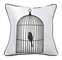 подушка с птичкой в клетке birdie in a cage white в Туле