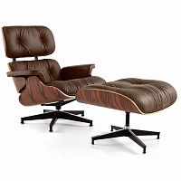 кресло eames style lounge chair & ottoman premium коричневое в Туле