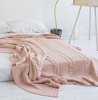 комплект плед с косами (180*220) и 2 наволочки (50*50) св. персик в Туле