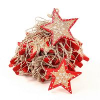 набор елочных украшений звезда деревянная с красным ободком christmas stars, 30 штук в Туле