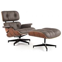 кресло eames style lounge chair кожа коричневое в Туле