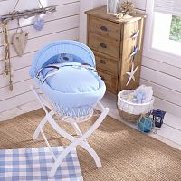 колыбель-переноска gift wicker moses basket белая, голубое белье в Туле