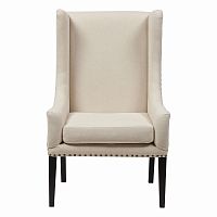 кресло мягкое с ушами белое nailhead fabric armchair в Туле