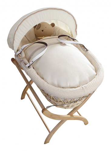 колыбель-переноска premium moses basket натуральная, кремовое белье в Туле