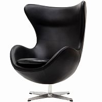 кресло с подлокотниками arne jacobsen style egg chair черное в Туле