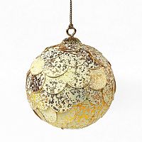 шар новогодний золотой с мраморными чешуйками paper ball, 10 см в Туле