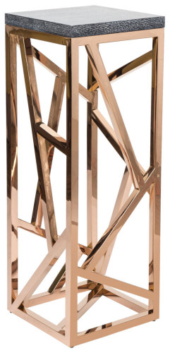 консоль geometric высокая 40x40x110 золото, серая столешница в Туле