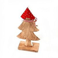 украшение новогоднее ель деревянная красная в горошек love tree, 28х12х6 см в Туле