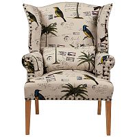 кресло мягкое с ушами quinn tufted armchair бежевое с рисунком в Туле